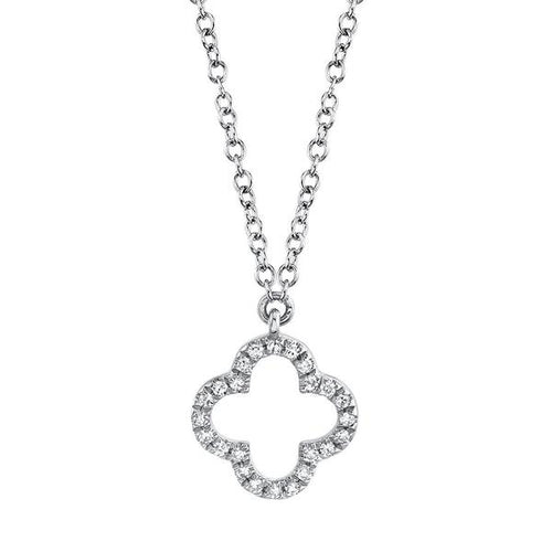0.08ct Diamond Clover Necklace in 14k White Gold