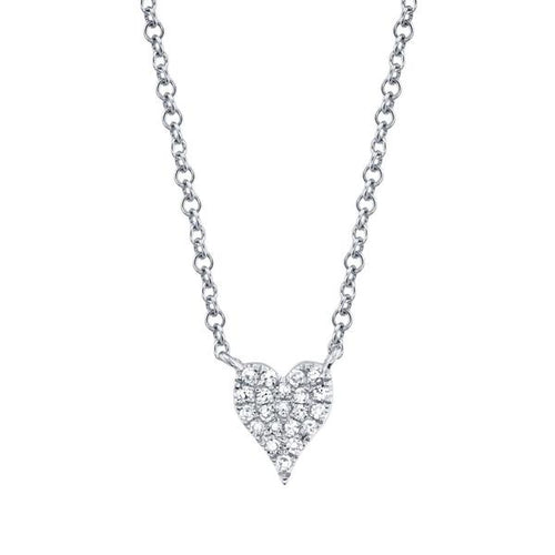 0.05ct Diamond Pave Heart Necklace in 14k White Gold