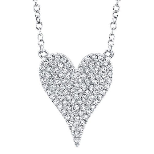 0.21ct Diamond Pave Heart Necklace in 14k White Gold