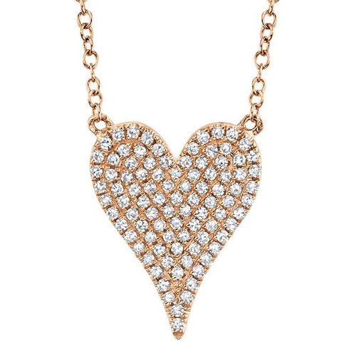 0.21ct Diamond Pave Heart Necklace in 14k Rose Gold