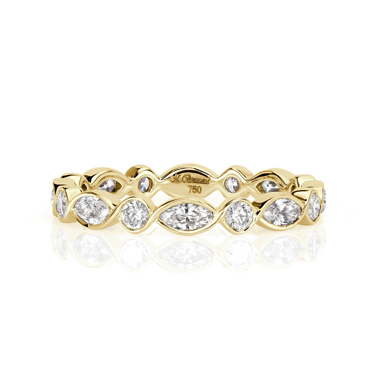 Marquise and Round Brilliant Cut Diamond Bezel Set Eternity