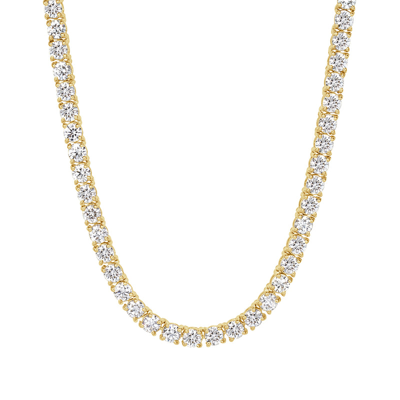 15.15ct Round Brilliant Cut Diamond Tennis Necklace in 14k Yellow Gold
