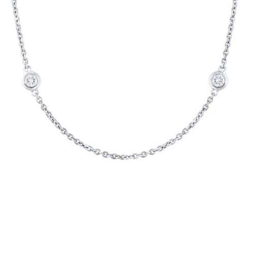 0.77ct Round Brilliant Cut Diamonds by the Yard Necklace in 14k White Gold