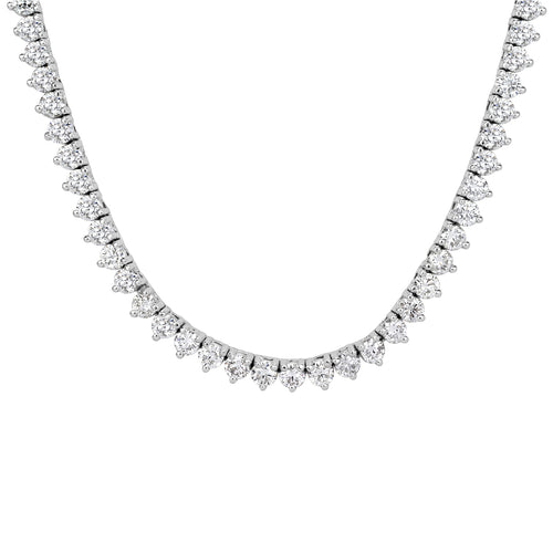 14.65ct Round Brilliant Cut Diamond Tennis Necklace in 14k White Gold