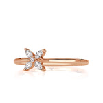 0.15ct Pear Shaped and Round Brilliant Cut Diamond Floral Ring in 18k Rose Gold