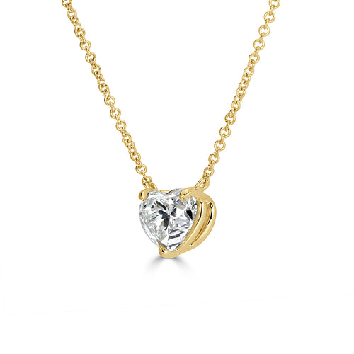 2.01ct Heart Shaped Diamond Pendant in 18k Yellow Gold