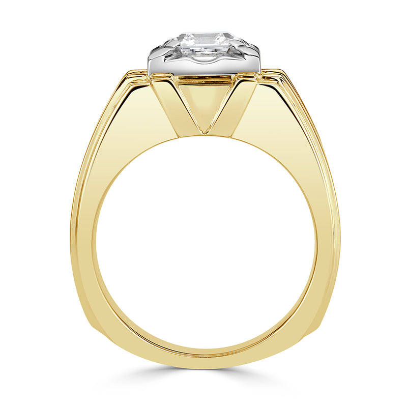1.56ct Asscher Cut Diamond Men's Ring in 18k Yellow Gold