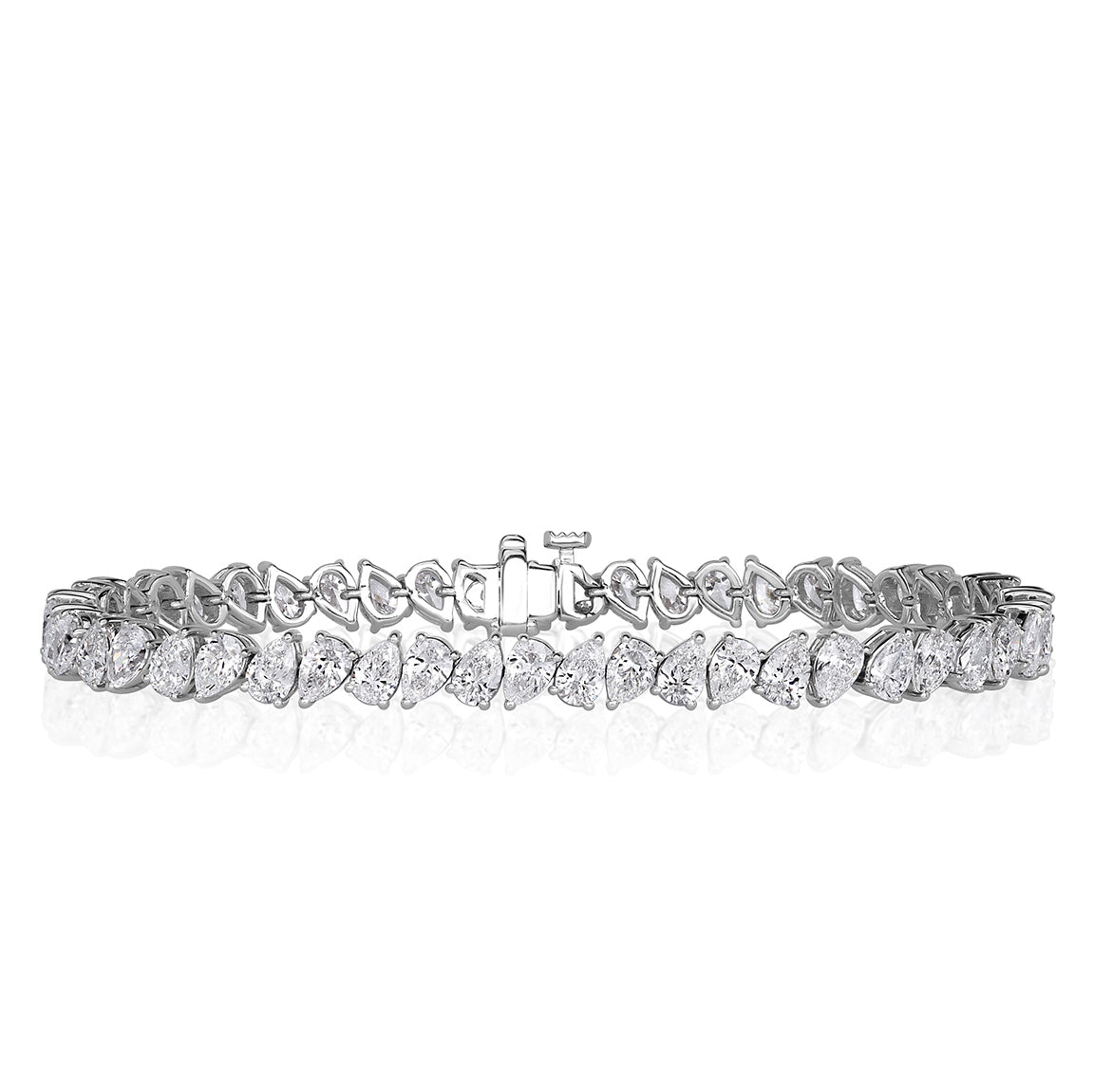 Pear Shape Diamond Tennis Bracelet in 18k White Gold – Mark