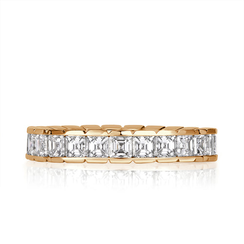2.20ct Asscher Cut Diamond Eternity Band in 18k Champagne Yellow Gold