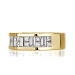 2.00ct Princess and Baguette Cut Diamond Men's Wedding Band in 18k Yellow Gold