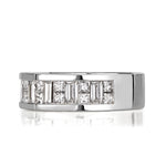 2.00ct Princess and Baguette Cut Diamond Men's Wedding Band in 18k White Gold
