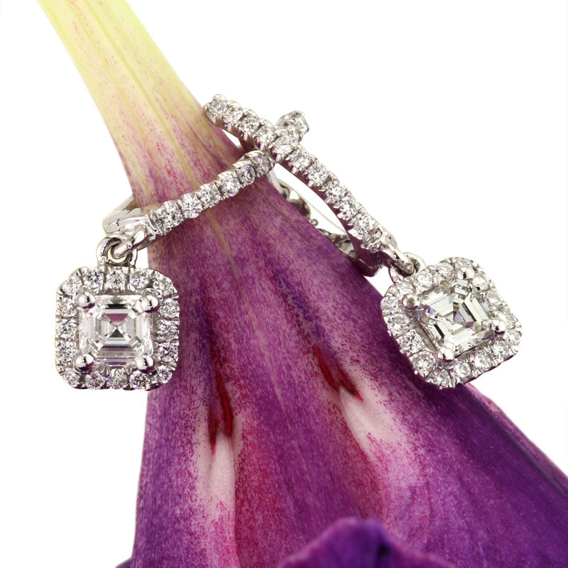 0.90ct Asscher Cut Diamond Dangle Earrings | Mark Broumand