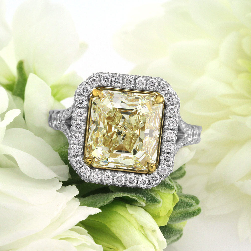 6.27ct Fancy Light Yellow Asscher Cut Diamond Engagement Ring | Mark Broumand
