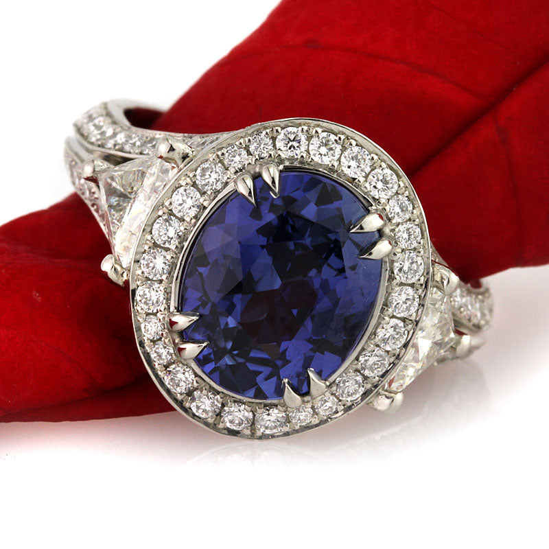 1.80ct Asscher Cut Diamond and Sapphire Engagement Ring | Mark Broumand