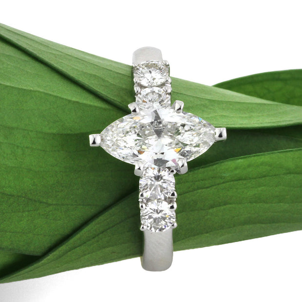 Marquise Cut Diamond Engagement Ring - The Kiss Shaped Diamond