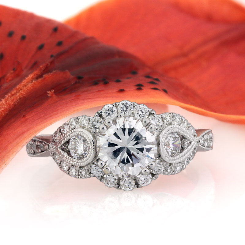 1.97ct Vintage Style Round Brilliant Cut Diamond Anniversary Ring