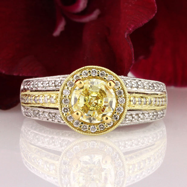 Fancy Yellow Round Brilliant Cut Engagement Rings