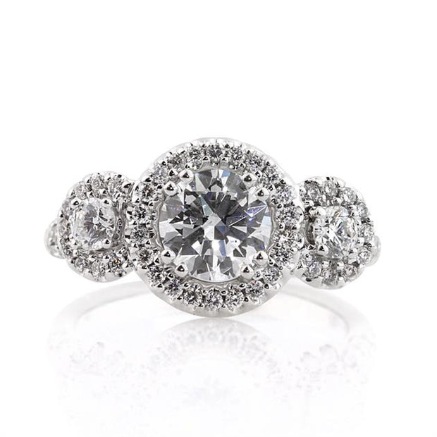 Round Brilliant Cut Diamond Engagement Ring with Side Stones, 2.29 Carats