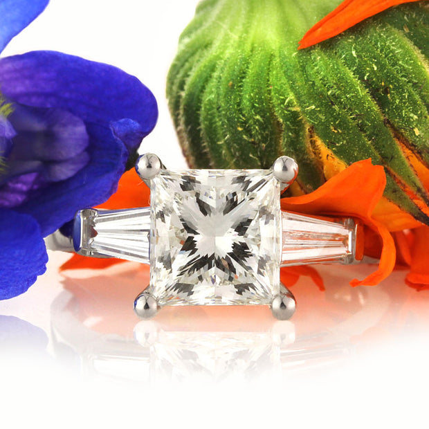 3.58ct Princess Cut Diamond Engagement Rings