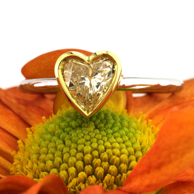 1.02ct fancy light yellow heart shaped diamond engagement ring