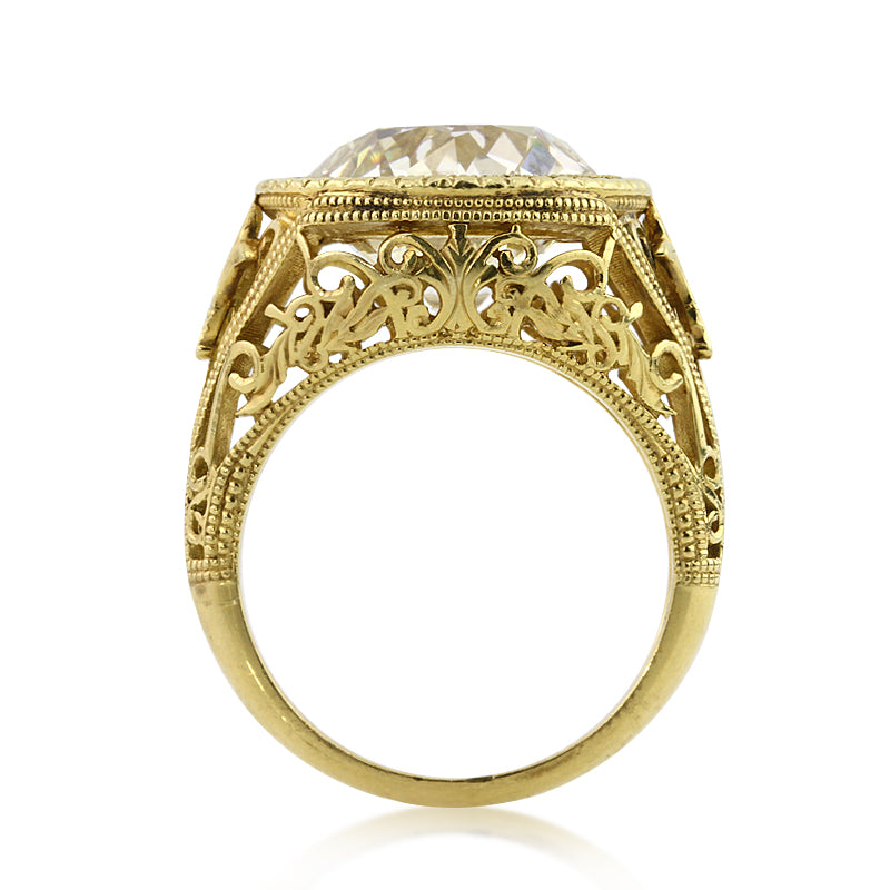 7.65ct Antique European Round Cut Diamond Engagement Ring Side View