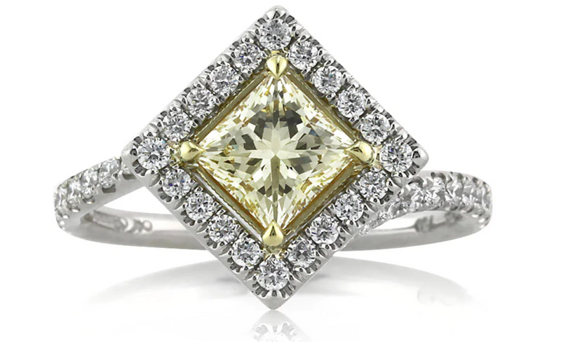 Fancy Yellow Princess Cut Engagement Rings