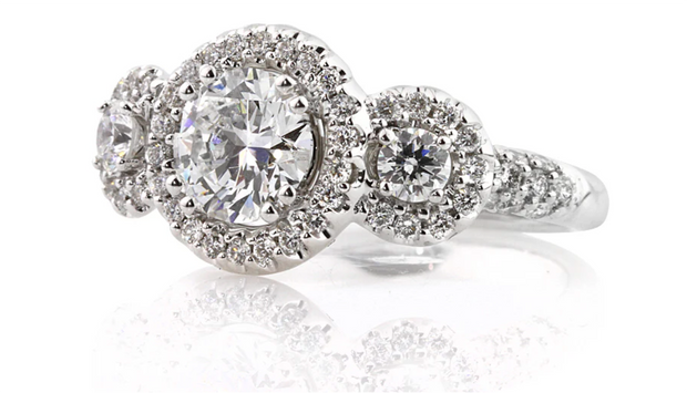 Three-Stone Round Brilliant Cut Diamond Engagement Rings for Under $6000
