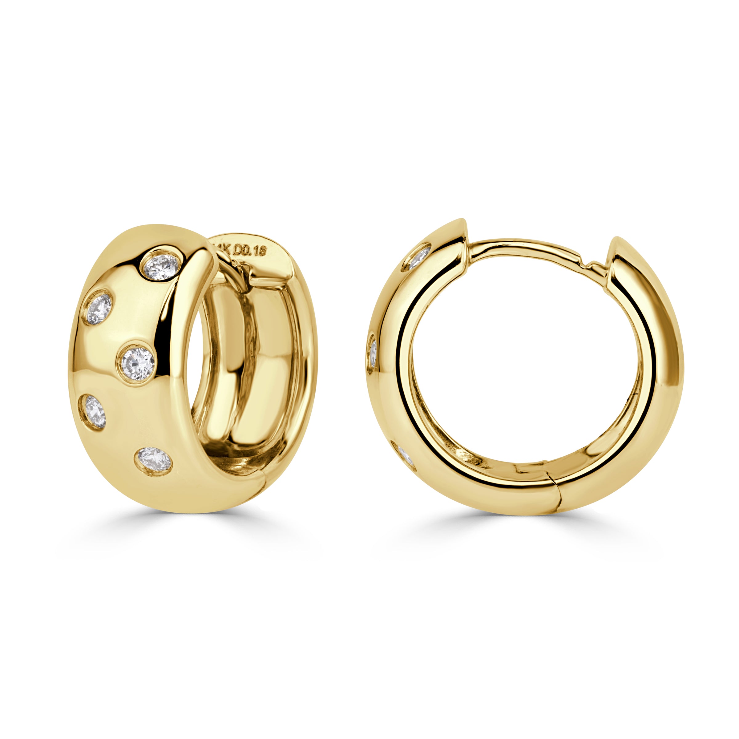 0.18ct Round Brilliant Cut Diamond Huggie Hoop Earrings