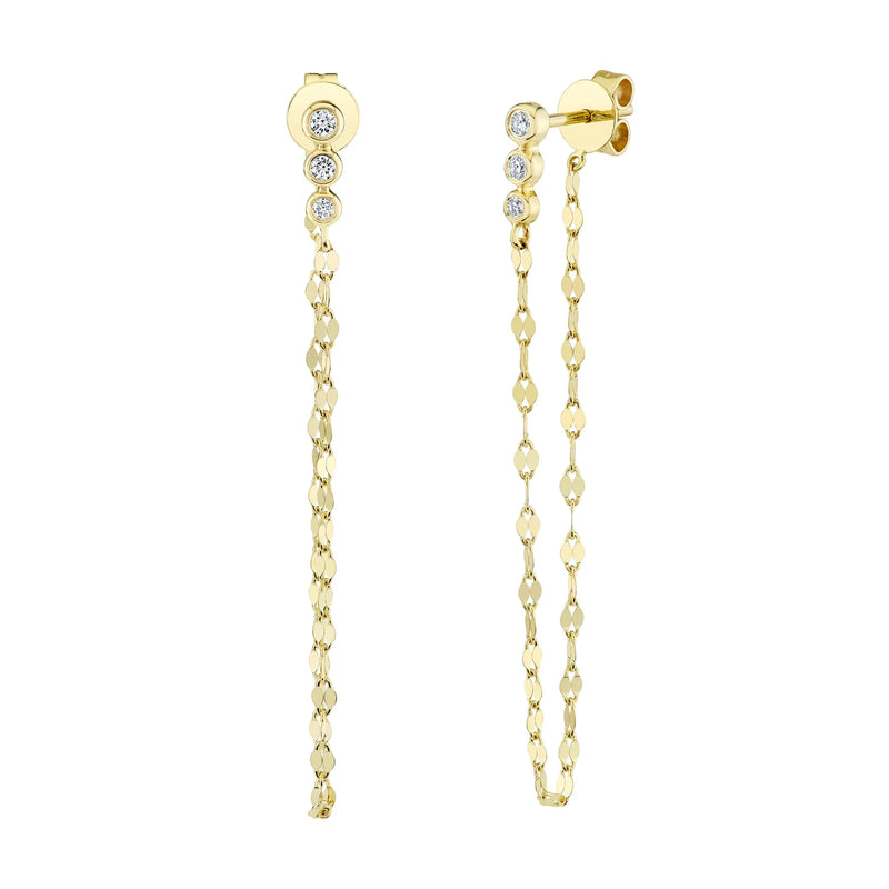 0.11ct Round Brilliant Cut Diamond Drop Chain Stud Earrings
