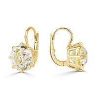 10.36ct Old Mine Cut Champagne Yellow Diamond Stud Earrings