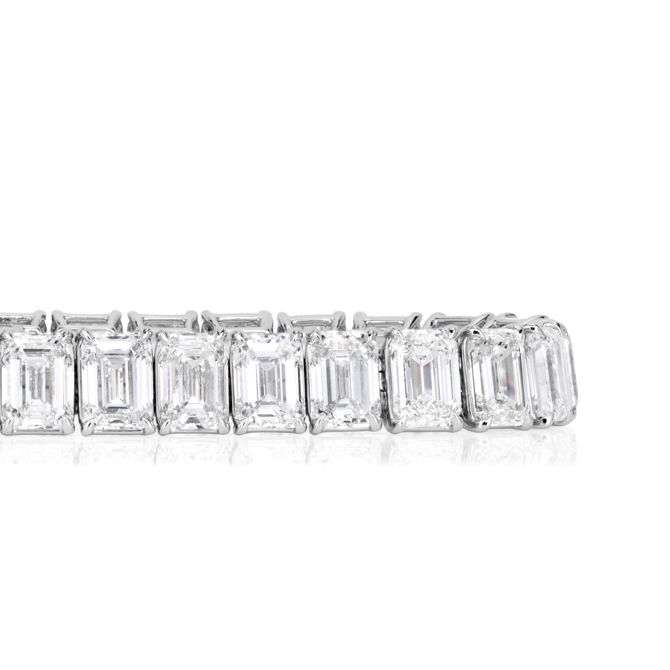 34.23ct Emerald Cut Diamond Tennis Bracelet
