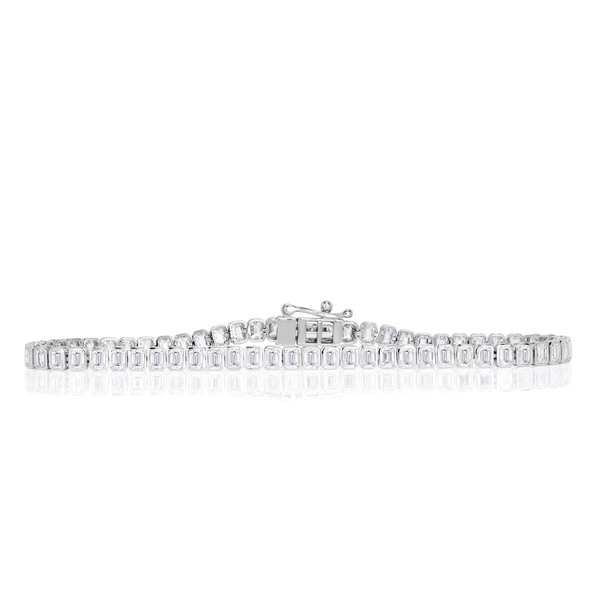 5.00ct Emerald Cut Lab Grown Diamond Bezel Set Tennis Bracelet