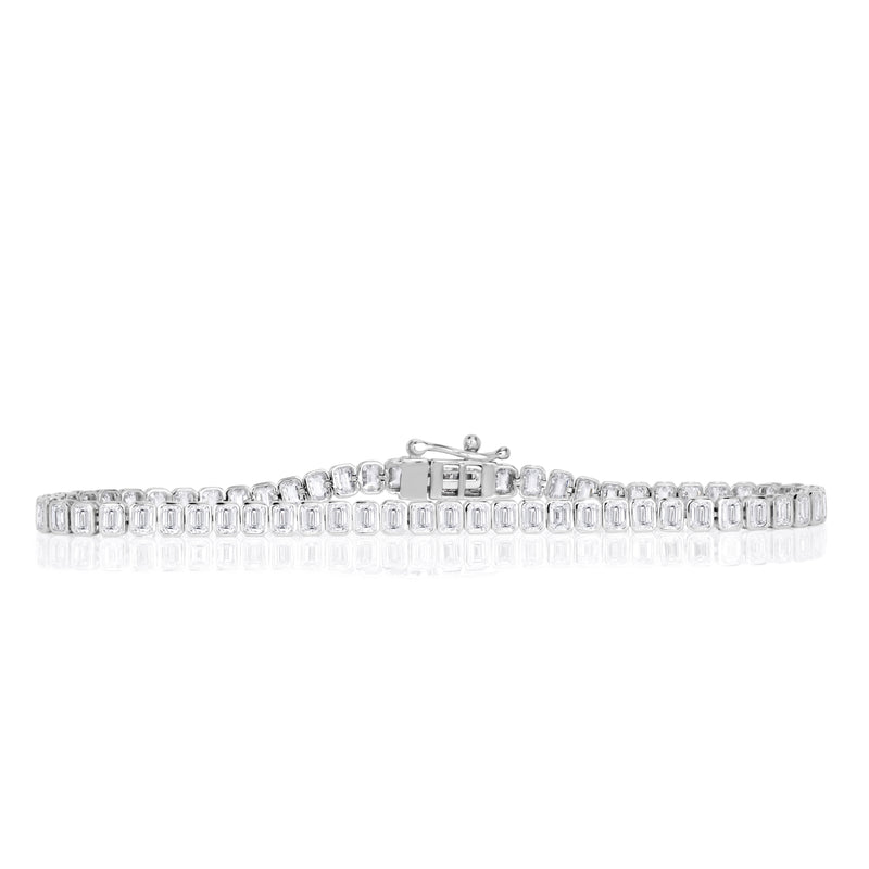 5.00ct Emerald Cut Lab Grown Diamond Bezel Set Tennis Bracelet