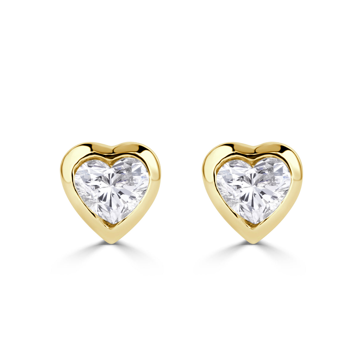 0.49ct Heart Shaped Diamond Bezel Set Stud Earrings