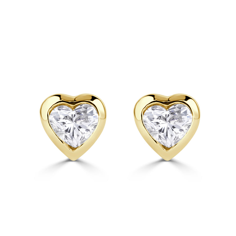 0.49ct Heart Shaped Diamond Bezel Set Stud Earrings