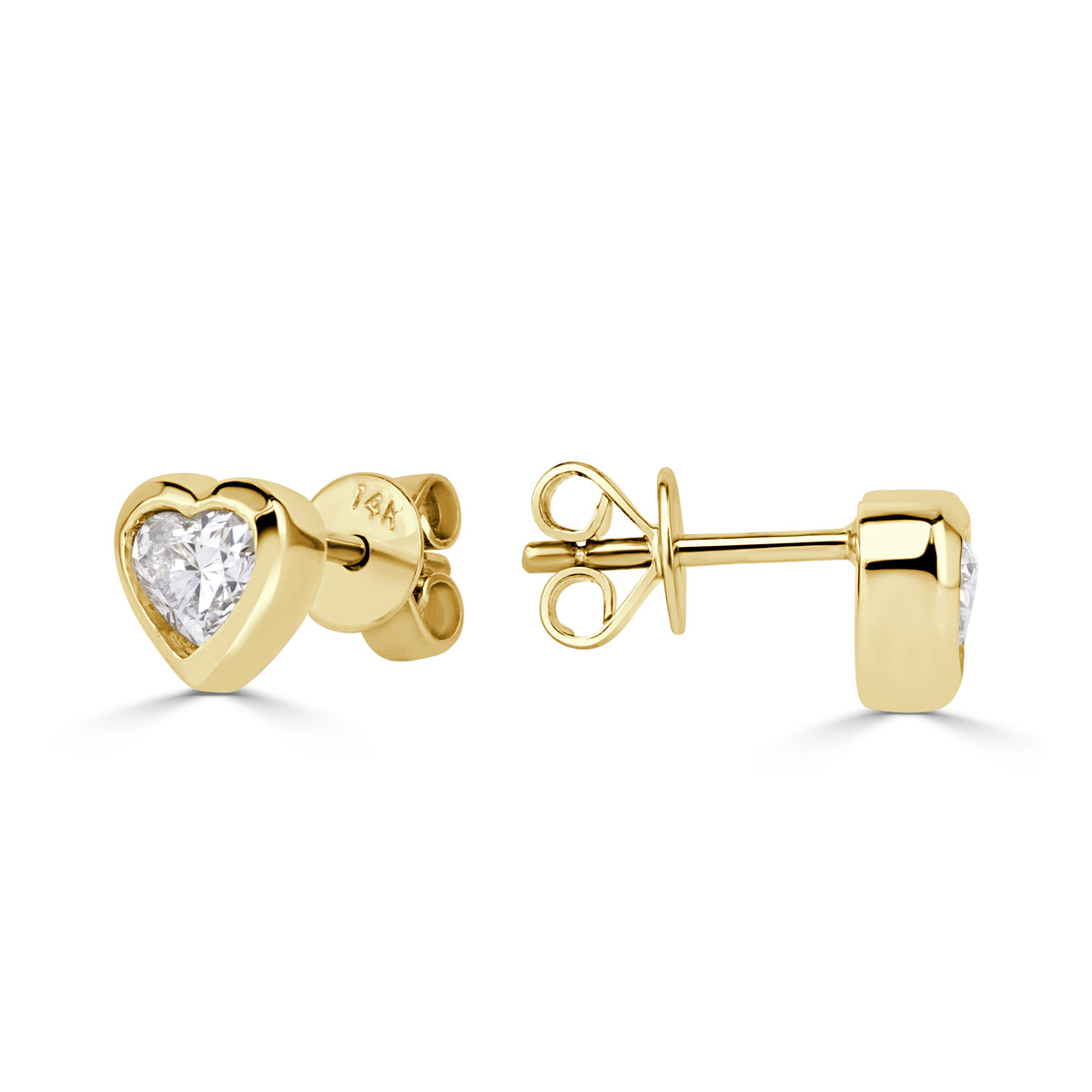 0.49ct Heart Shaped Diamond Bezel Set Stud Earrings