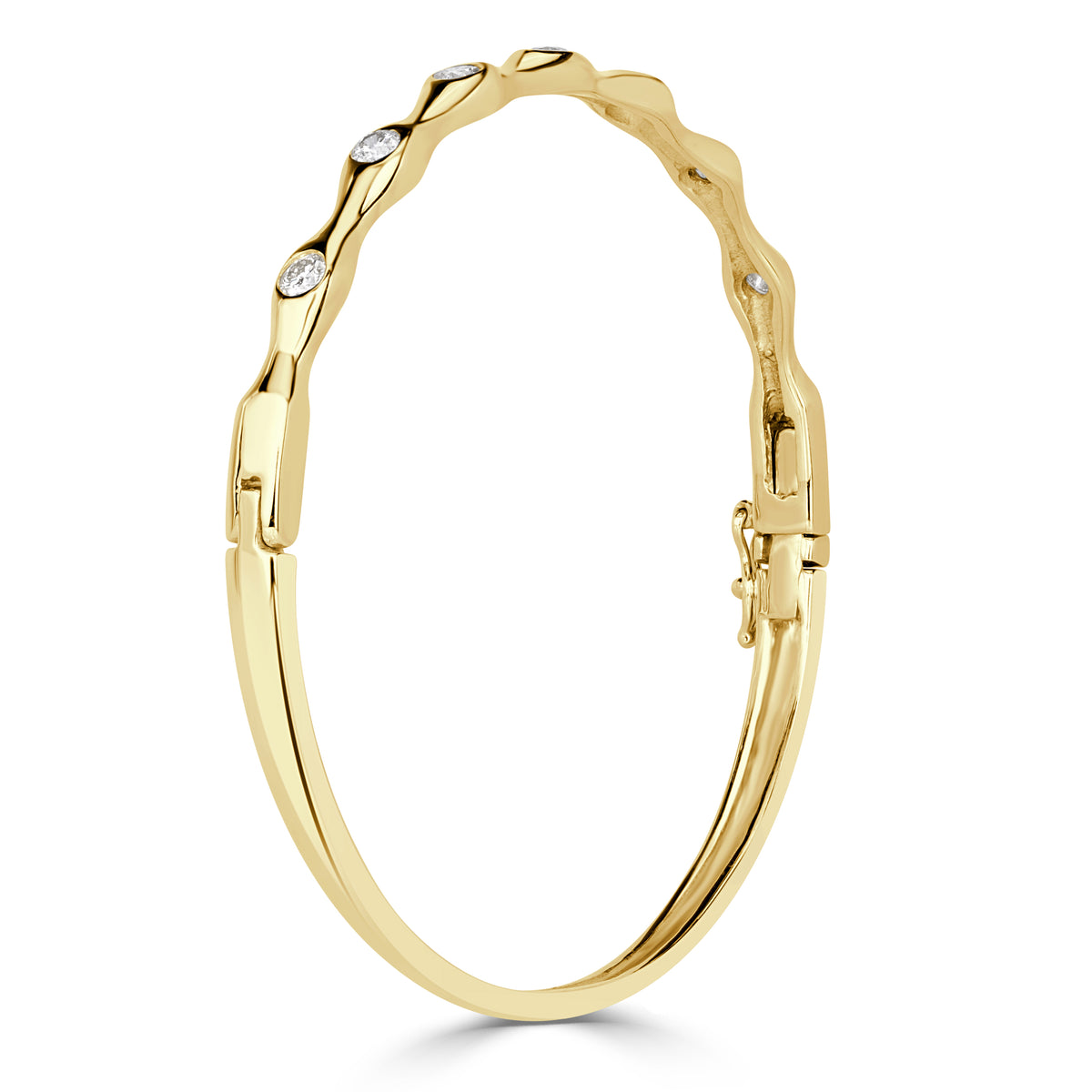 0.74ct Round Brilliant Cut Diamond Bezel Set Bangle Bracelet