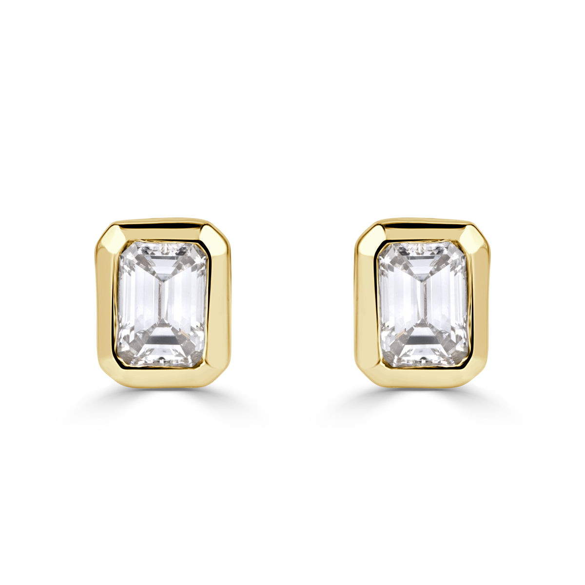 0.48ct Emerald Cut Diamond Bezel Set Stud Earrings