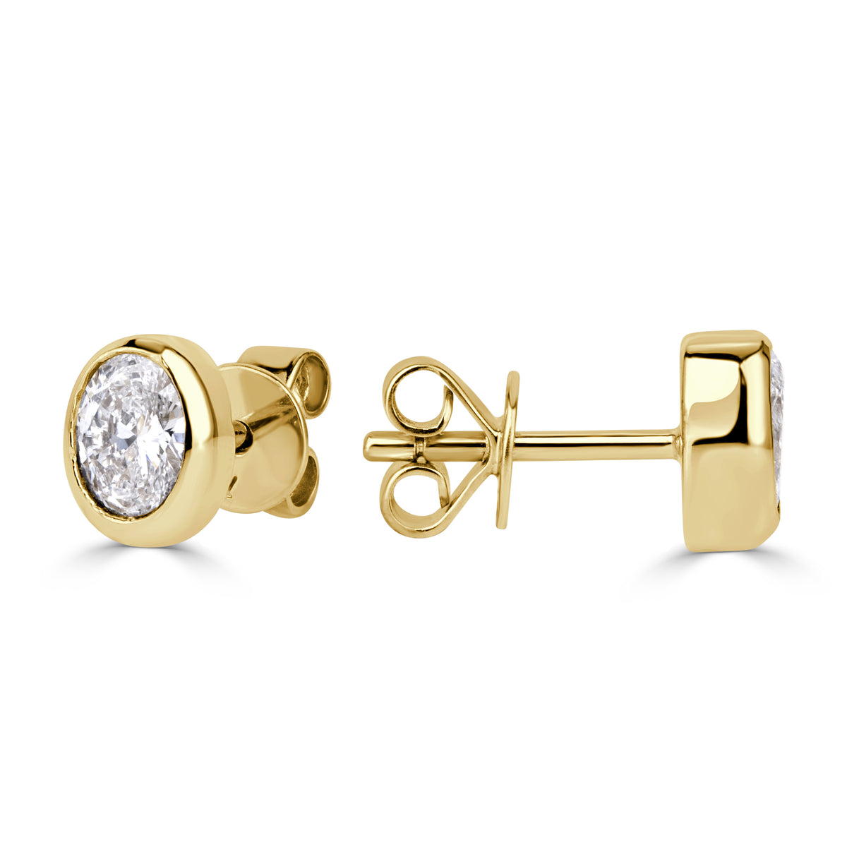 0.49ct Oval Cut Diamond Bezel Set Stud Earrings
