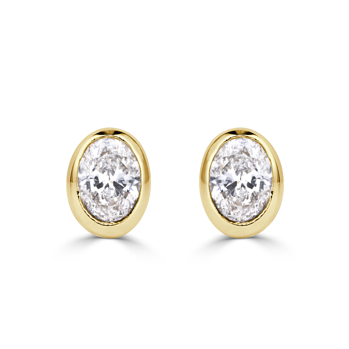 0.49ct Oval Cut Diamond Bezel Set Stud Earrings