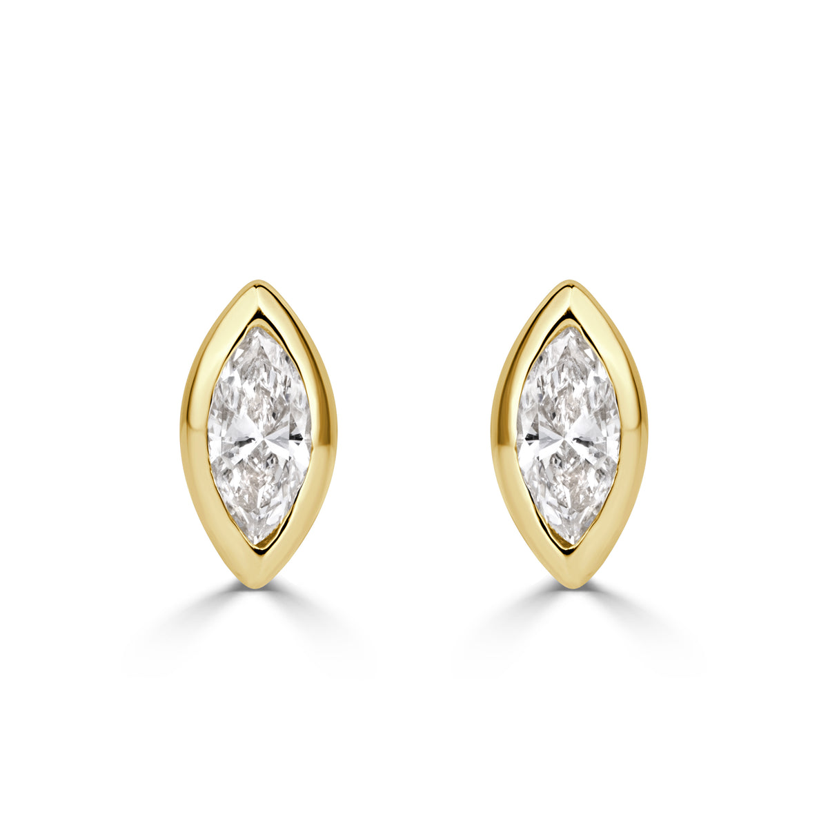 0.47ct Marquise Cut Diamond Bezel Set Stud Earrings