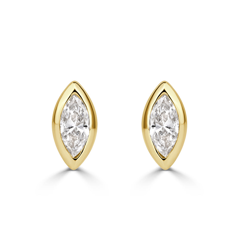 0.47ct Marquise Cut Diamond Bezel Set Stud Earrings
