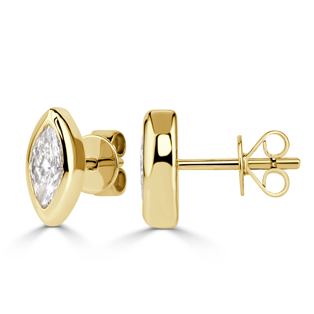 0.47ct Marquise Cut Diamond Bezel Set Stud Earrings