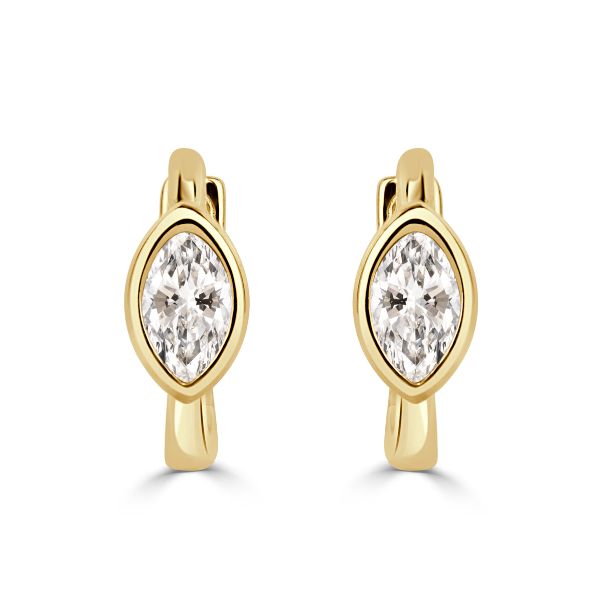 0.34ct Marquise Cut Diamond Bezel Set Huggie Hoop Earrings