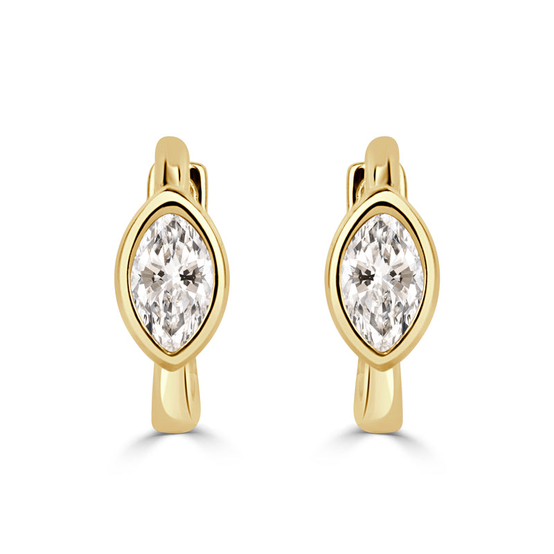 0.34ct Marquise Cut Diamond Bezel Set Huggie Hoop Earrings