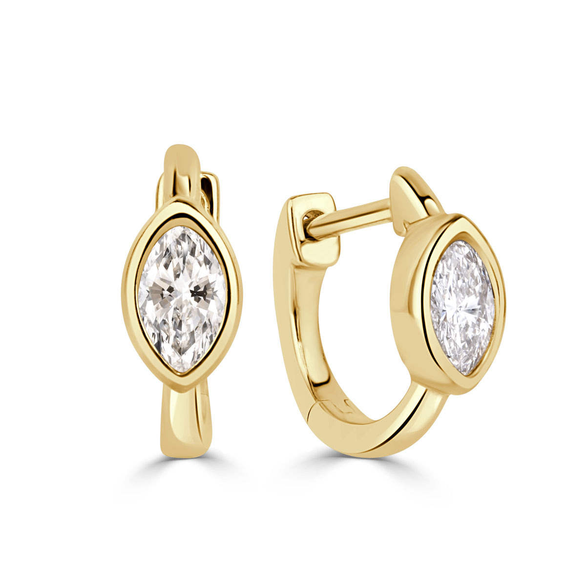 0.34ct Marquise Cut Diamond Bezel Set Huggie Hoop Earrings