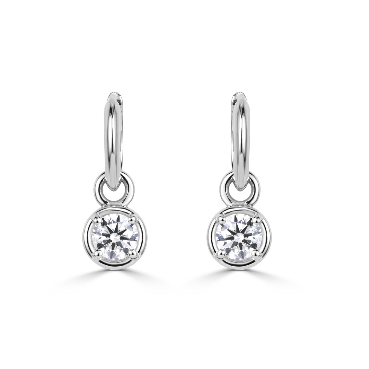1.04ct Round Brilliant Cut Lab Grown Diamond Charm Huggie Hoop Earrings