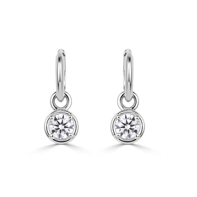 1.04ct Round Brilliant Cut Lab Grown Diamond Charm Huggie Hoop Earrings