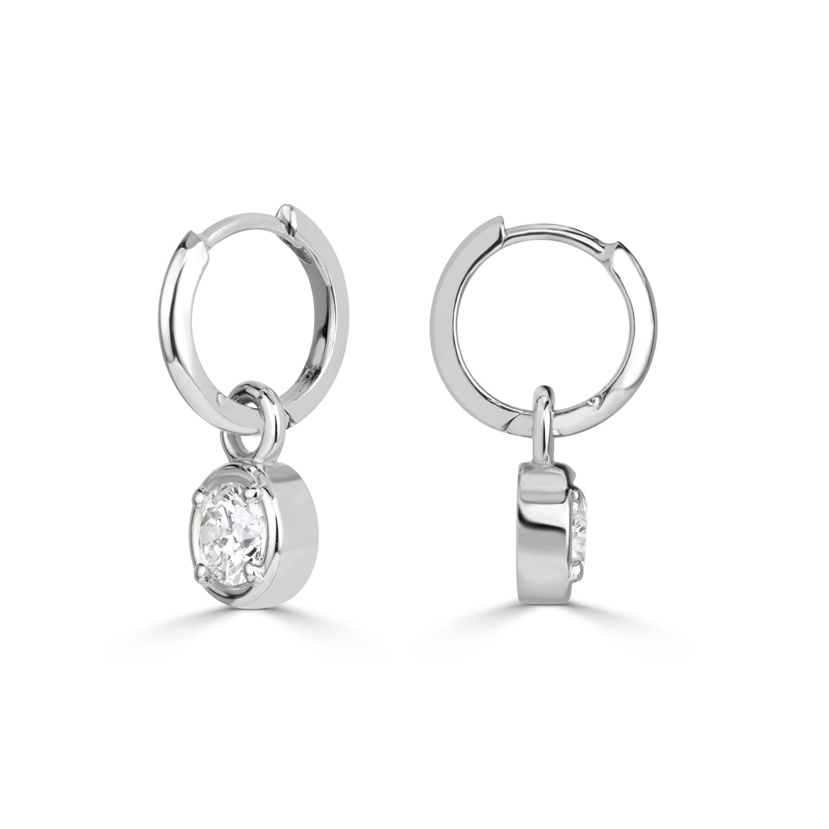 1.04ct Round Brilliant Cut Lab Grown Diamond Charm Huggie Hoop Earrings