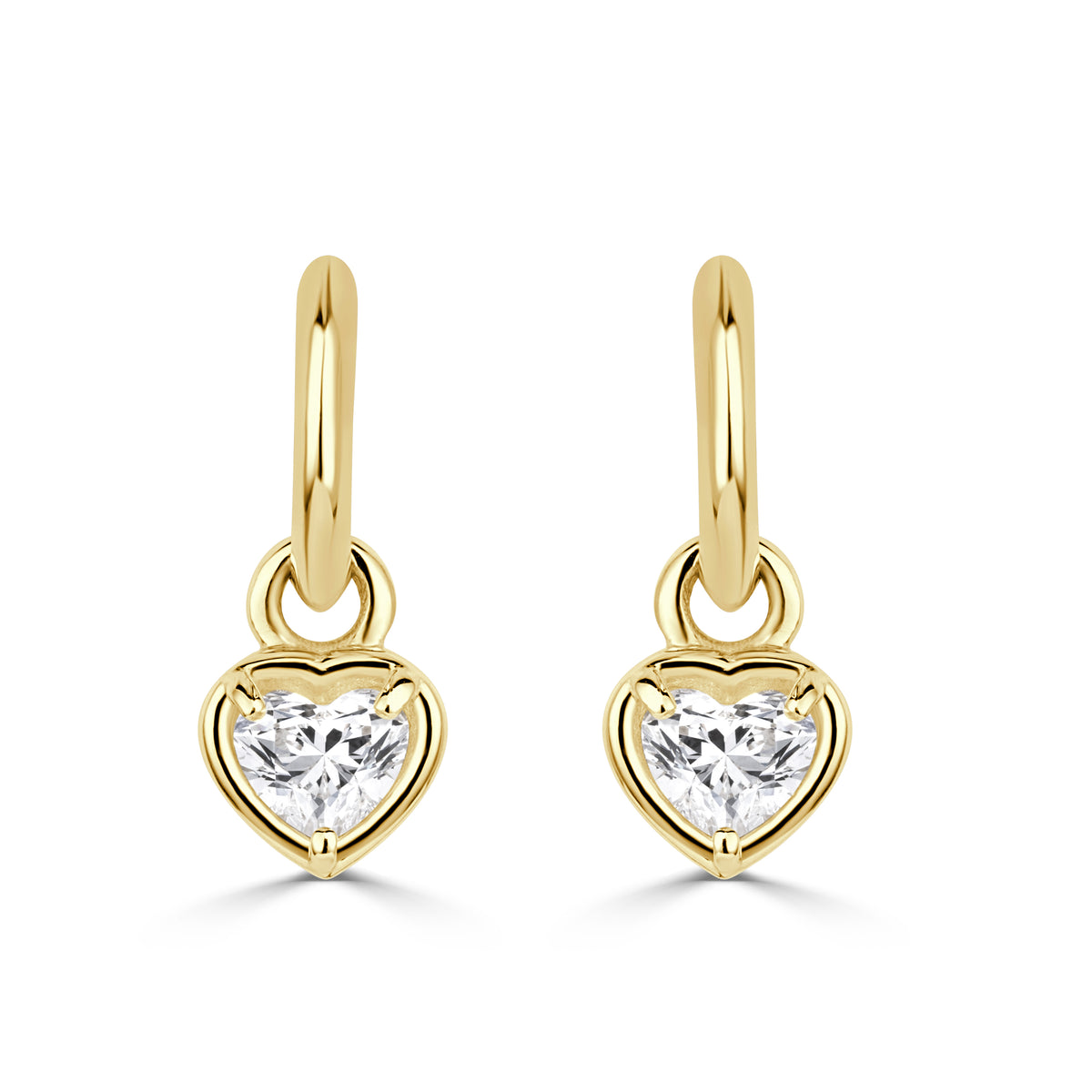 1.05ct Heart Shaped Lab Grown Diamond Charm Huggie Hoop Earrings